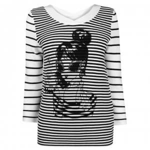 Oui Oui Womens Printed Lola Hooped Knitted Jumper - 0991 Mono
