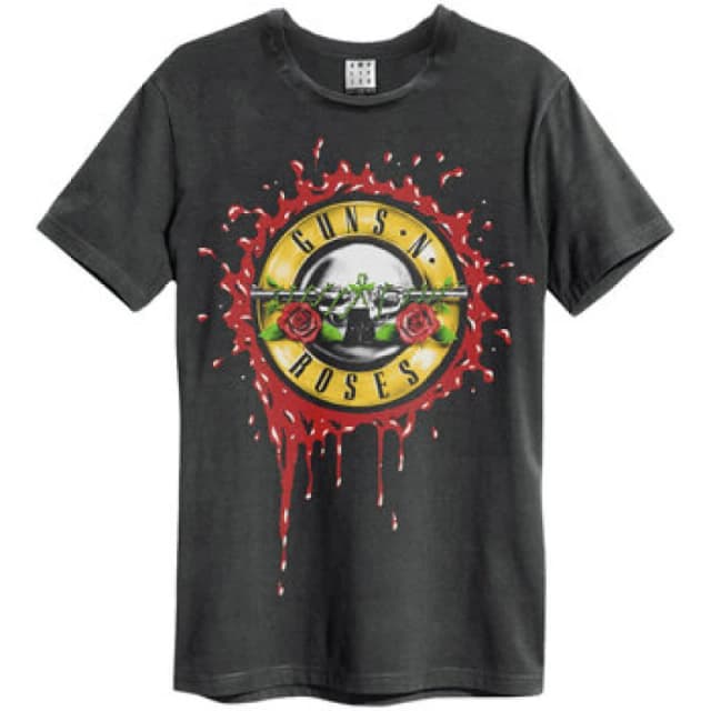 Amplified Amplified Men Bloody Bullet Guns N Roses T-Shirt in Charcoal Size: X-Small Charcoal XS Male 5063238051508
