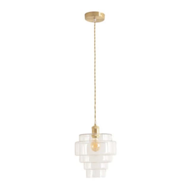 ValueLights ValueLights Lane Glass 5 Tier Shade Brushed Gold Single Ceiling Pendant Light in Clear Clear One Size Unisex 5059406062766