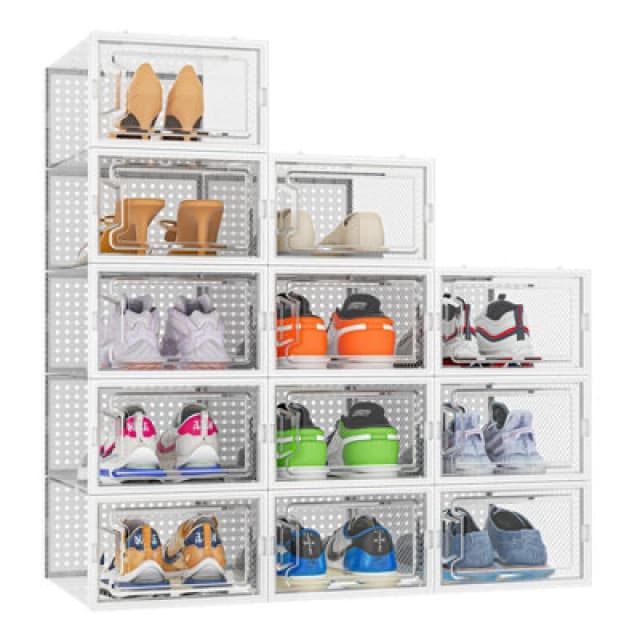 Neo White 12 Pcs Transparent Large Shoe Storage Boxes
