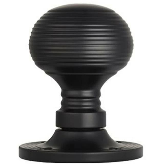 Loops PAIR Round Textured Mortice Door Knob 52mm Dia Matt Black Beehive Knob Black unisex
