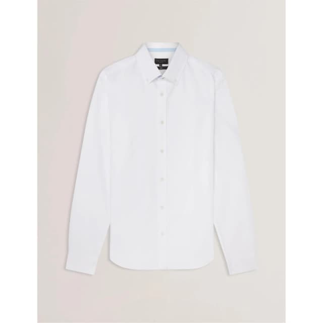 Ted Baker Mens Long-Sleeve Oxford Plain Shirt White male S (2)