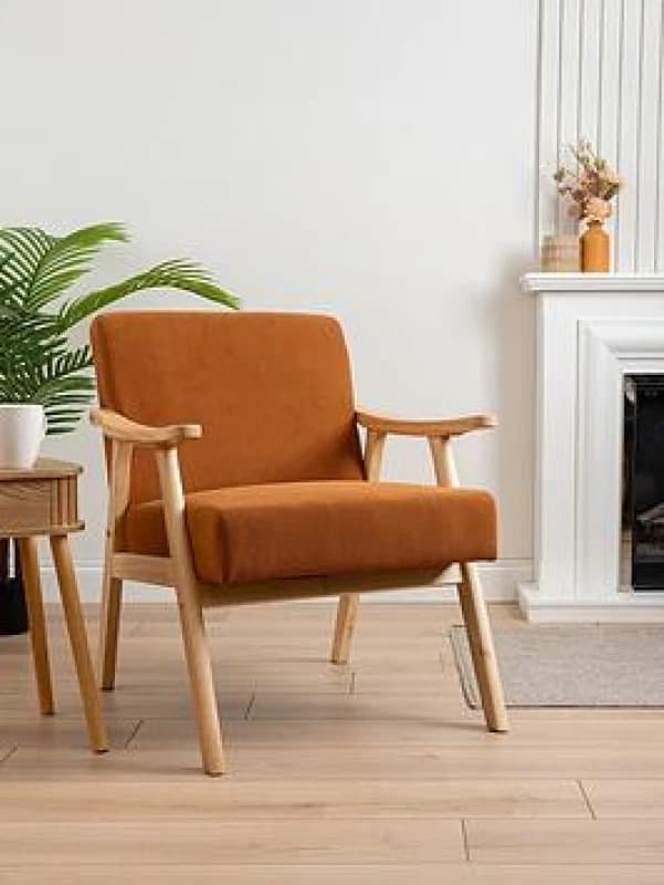 SO'HOME Mid Century Corduroy Chair rust ONE SIZE