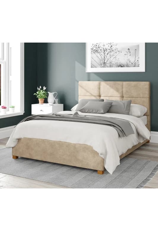 Aspire Aspire Caine Upholstered Ottoman Storage Bed, Kimiyo Linen Fabric in Beige Size: Double Beige Double Unisex 5057632187581