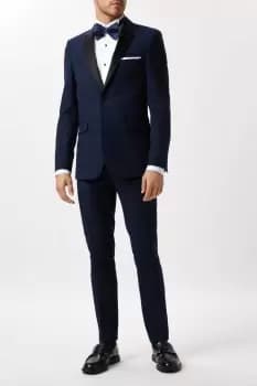 Mens Skinny Fit Navy Tuxedo Suit Trousers