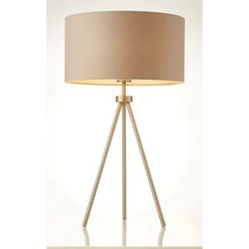 Endon Tri - 1 Light Table Lamp Matt Nickel, Grey Linen Effect, E27