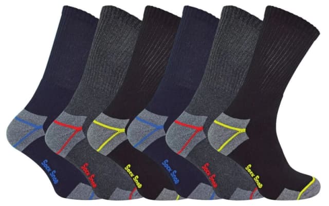 Sock Snob 6 Pairs Heavy Duty Cushioned Cotton Work Socks for Steel Toe Boots Black male
