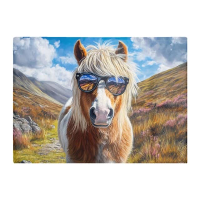 Warren Reed Designer Shetland Pony Wearing Glasses Chopping Board