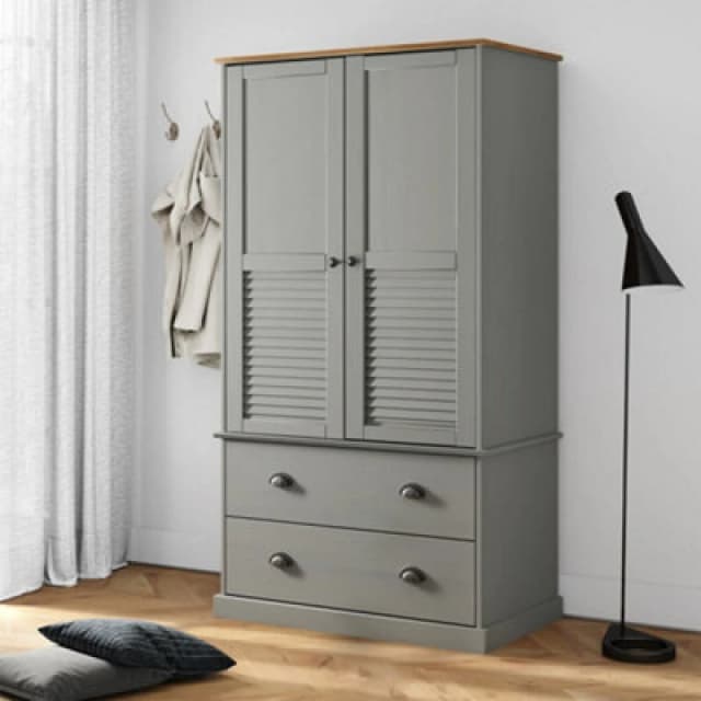 Vidaxl Wardrobe Vigo Grey 90X55X176cm Solid Wood Pine
