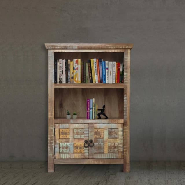 Jaipur Furniture Ltd Aravali 2 Door Small Bookcase - Mango Wood - L35 x W85 x H123cm in Brown Brown Unisex