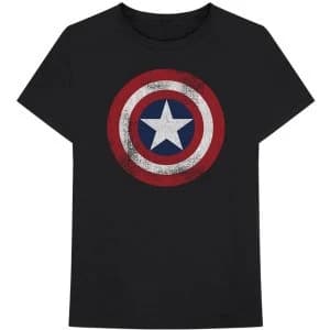 Marvel Comics - Captain America Distressed Shield Unisex Large T-Shirt - Black