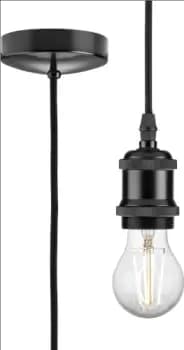 KnightsBridge 1.8m E27 Vintage Pendant Set - Matt Black