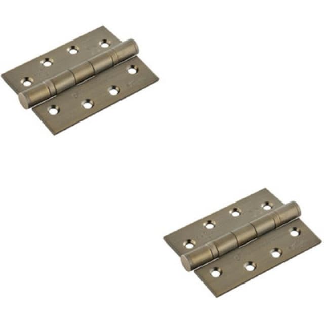 Loops 2x PAIR 102 x 76 x 3mm 13 Ball Bearing Hinge Antique Brass Interior Door Metallics