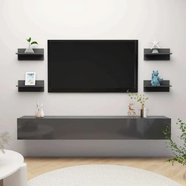 VIDAXL Vidaxl - Wall Shelves 4 pcs High Gloss Grey 40x11.5x18cm 8720286580110