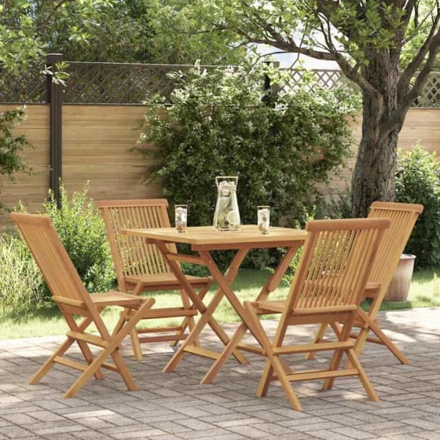 VIDAXL 5 Piece Garden Dining Set Solid Teak Wood Vidaxl 8720286227190