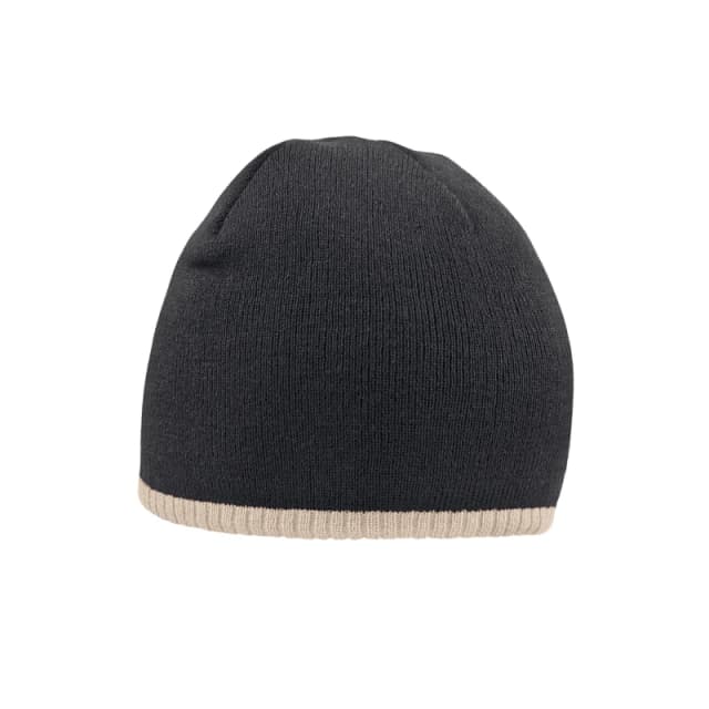 Beechfield Beechfield Men Two Tone Knitted Beanie in Black One Size Male 5063377392791