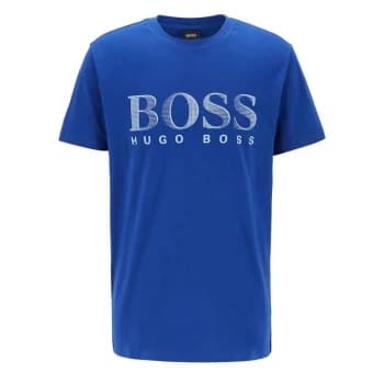 Hugo Boss Crew Neck Large Logo T-Shirt Blue Size L Men