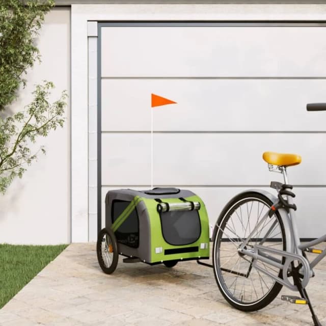 VIDAXL Vidaxl - Pet Bike Trailer Green and Grey Oxford Fabric and Iron 93885