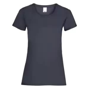 Womens/Ladies Value Fitted Short Sleeve Casual T-Shirt (Large) (Midnight Blue)