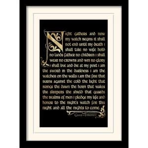 Game of Thrones - Season 3 - Nights Watch Oath Mounted & Framed 30 x 40cm Print