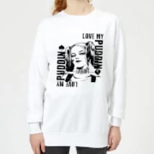 DC Comics Suicide Squad Harley Love Puddin Womens Sweatshirt - White