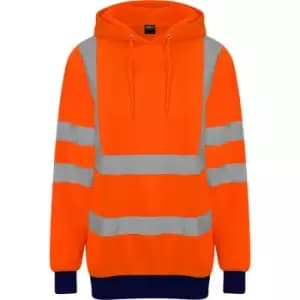 Pro RTX High Visibility Unisex Adults Reflective Hoodie (L) (Orange/Navy) - Orange/Navy