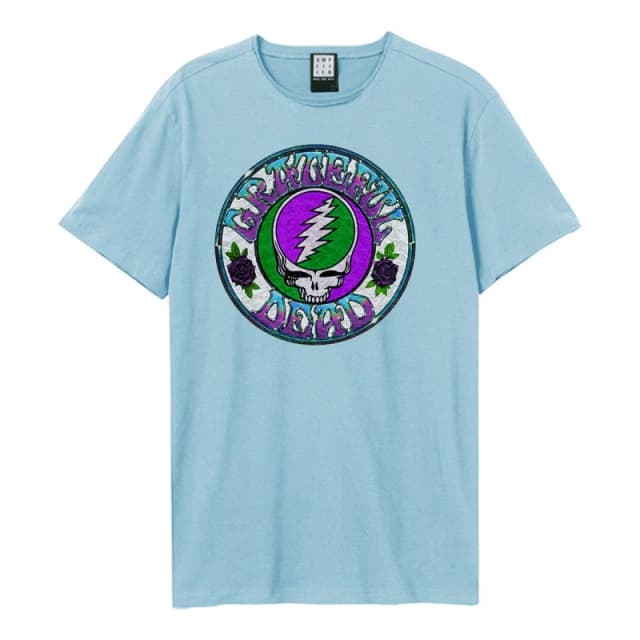 Amplified Amplified Men Stealie Grateful Dead Tie Dye T-Shirt in Pale Blue Size: X-Small Pale Blue XS Male 5063300696118