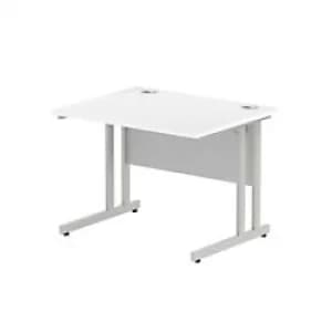 Dynamic Rectangular Office Desk White MFC Cantilever Leg Grey Frame Impulse 1000 x 800 x 730mm