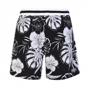 Hugo Boss Quick Dry Tropical Print Swim Shorts Black/White Size L Men