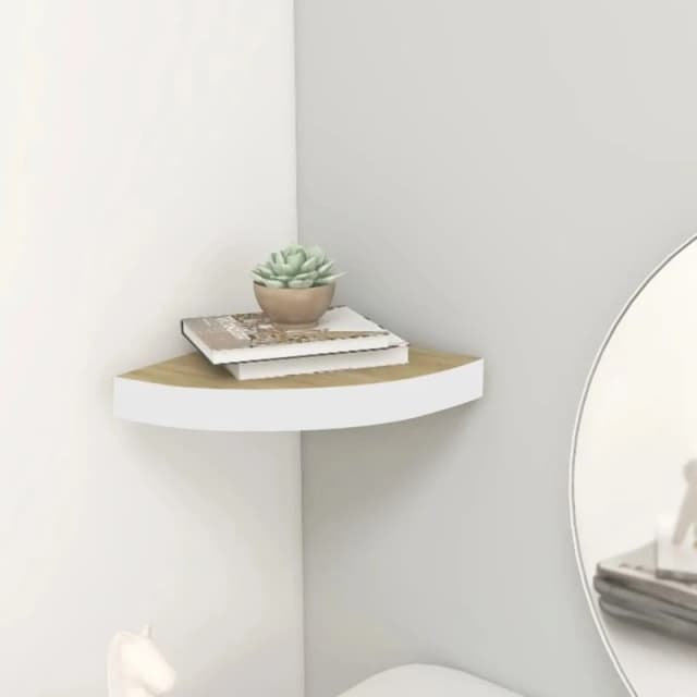 VIDAXL Vidaxl - Wall Corner Shelf Oak and White 25x25x3.8cm mdf 8720286417317