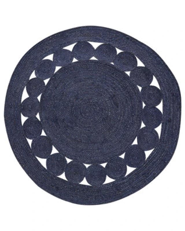 Beliani Rug Koyunlu Dark Blue 120 Cm Jute