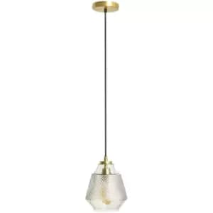 Textured Glass Pendant Ceiling Light Fitting - No Bulb