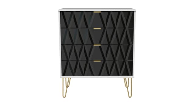 Dallas 4 Drawer Chest In Deep Black & White (Ready Assembled)