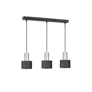 Luce Bar Pendant Ceiling Light Black, Silver, 60cm, 3x E27