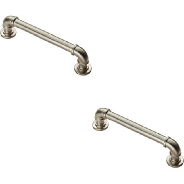 Loops 2x Pipe Design Cabinet Pull Handle 128mm Fixing Centres 12mm Dia Satin Nickel Metallics unisex