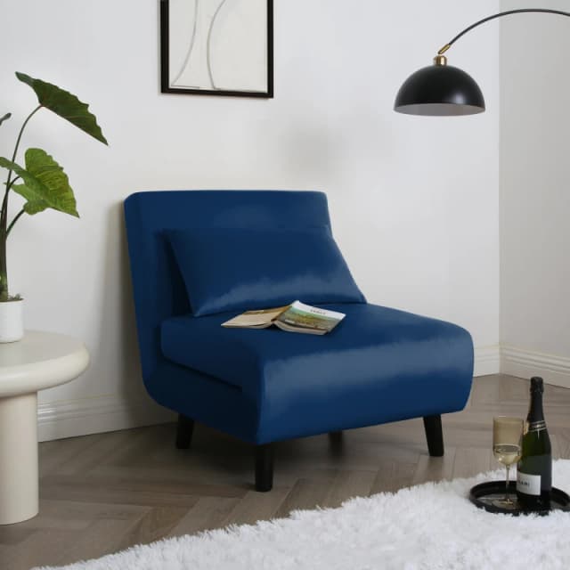 Home Garden Direct Aurora - Single Bed Chair Sofa in Velvet - 1 Seater - Blue Blue Unisex