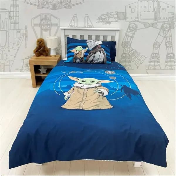 The Mandalorian The Mandalorian Grogu Power Single Panel Duvet Set Duvet Covers Single Blue 77981218010