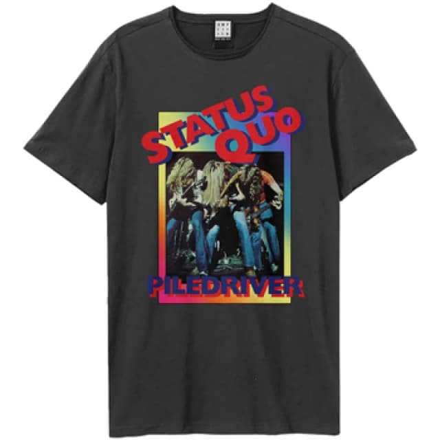 Amplified Amplified Men Piledriver Status Quo T-Shirt in Charcoal Size: X-Small Charcoal XS Male 5063703824866