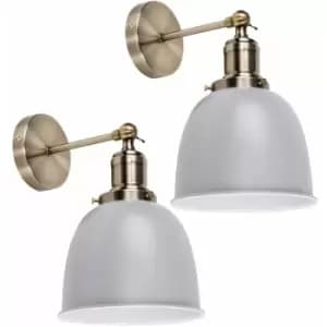 Minisun - 2 x Adjustable Knuckle Joint Wall Lights - Grey