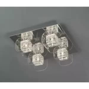 Impex Avignon 4 Light Flush Ceiling Light Chrome Crystal