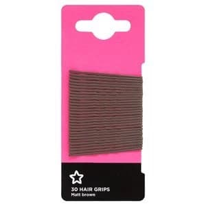 Superdrug 4.5cm Hair Grips Matt Brown x 30