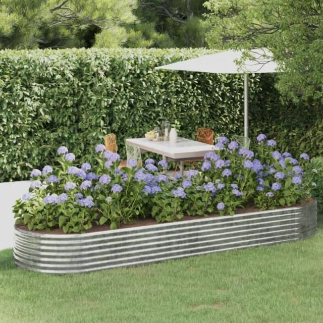 vidaXL Garden Raised Bed Powder-coated Steel 322x100x36 cm, Silver 319002