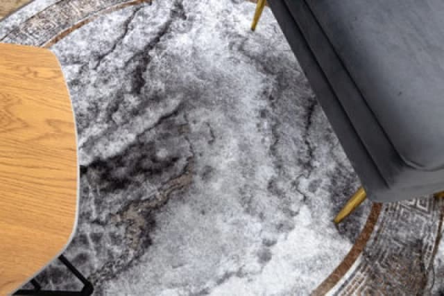 RugsX Miro 51199.805 Circle Washing Carpet Marble, Greek Anti Slip - Grey / Circle 100 Cm