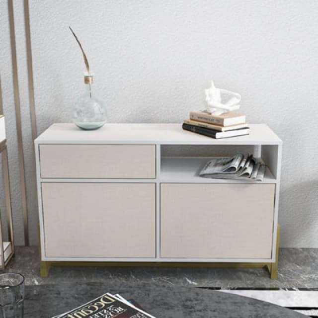 Decorotika - Utopia Sideboard 3 Cabinets And One Shelf Metal Legs