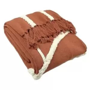 Furn - Rainbow Tufted Throw (One Size) (Brick Red) - Brick Red