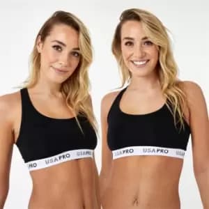USA Pro Branded Racer Back Bra 2 Pack - Black