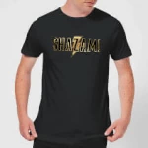 Shazam Gold Logo Mens T-Shirt - Black