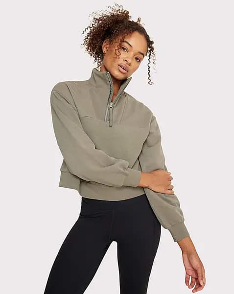 Chelsea Peers Chelsea Peers Quarter Zip Sweater Khaki Female 16 HW08704