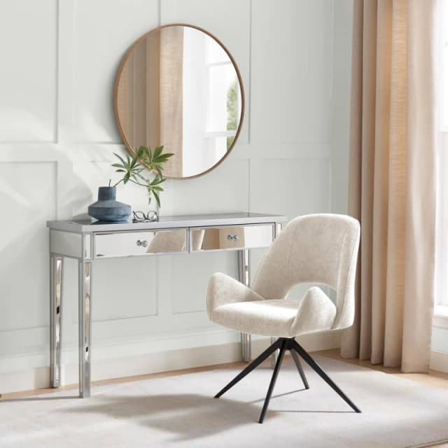 FurnitureboxUK FurnitureboxUK Layla Cream Fabric Swivel Office Chair Cream One Size Unisex 5056784312711