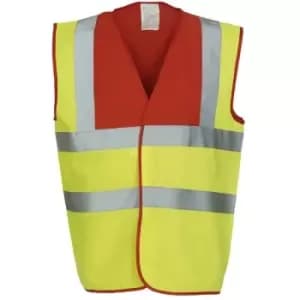 Yoko Adults Unisex Two Tone Class 1 Reflective Jacket (2XL) (Red/Hi Vis Yellow) - Red/Hi Vis Yellow